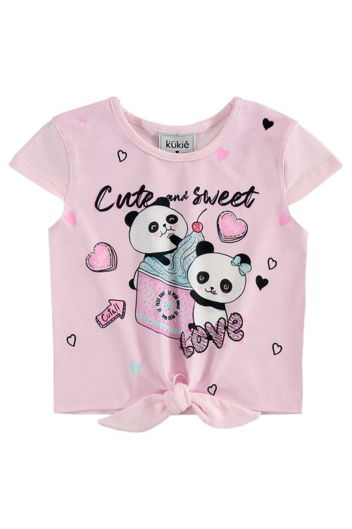 Conjunto sweet panda falda (rosa y gris)
