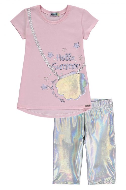 Conjunto ciclista holográfico rosa