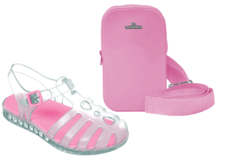 Sandalia Transparente/ rosa con bolso