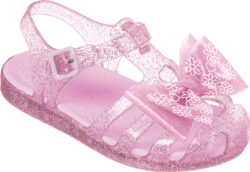 Sandalia lazo glitter rosa